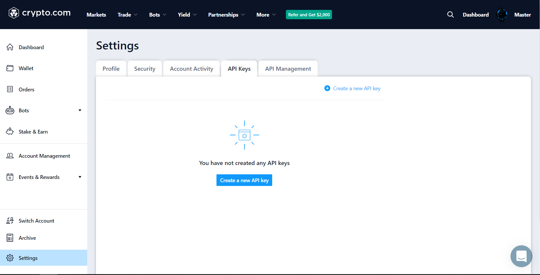 Figure 1 - Crypto.com settings